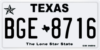 TX license plate BGE8716
