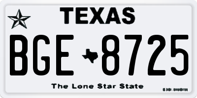 TX license plate BGE8725