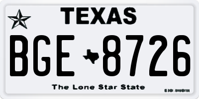 TX license plate BGE8726