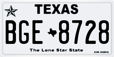 TX license plate BGE8728