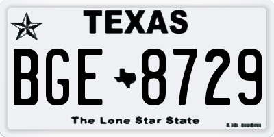 TX license plate BGE8729