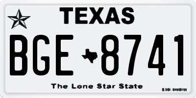TX license plate BGE8741