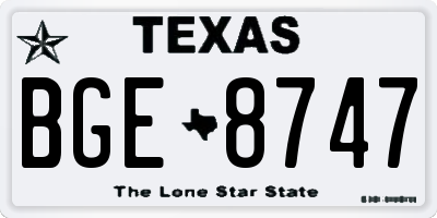 TX license plate BGE8747