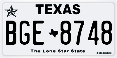 TX license plate BGE8748