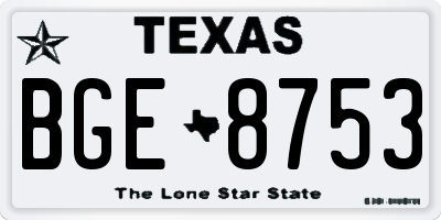 TX license plate BGE8753