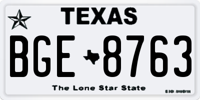 TX license plate BGE8763