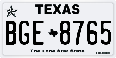 TX license plate BGE8765