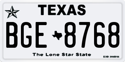 TX license plate BGE8768