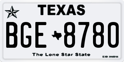TX license plate BGE8780
