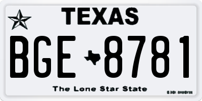 TX license plate BGE8781