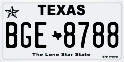 TX license plate BGE8788
