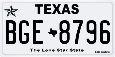 TX license plate BGE8796
