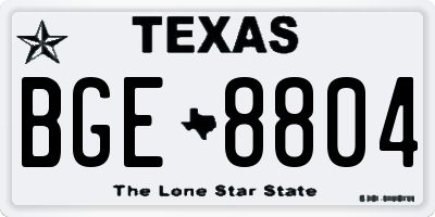 TX license plate BGE8804
