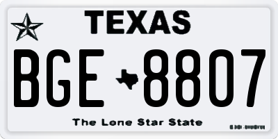 TX license plate BGE8807