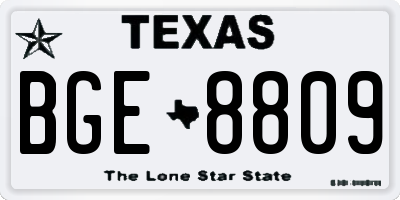 TX license plate BGE8809