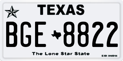TX license plate BGE8822