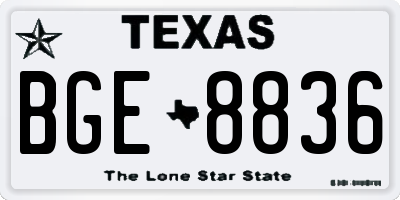 TX license plate BGE8836