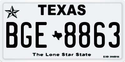 TX license plate BGE8863