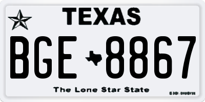 TX license plate BGE8867