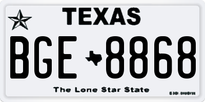 TX license plate BGE8868