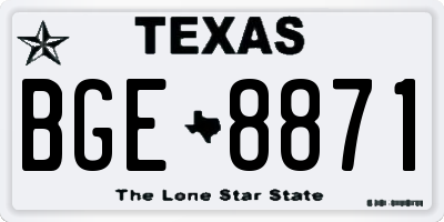 TX license plate BGE8871
