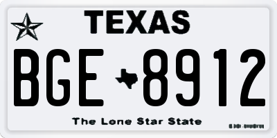 TX license plate BGE8912