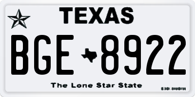 TX license plate BGE8922