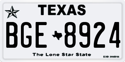 TX license plate BGE8924