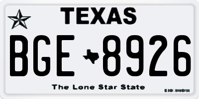 TX license plate BGE8926