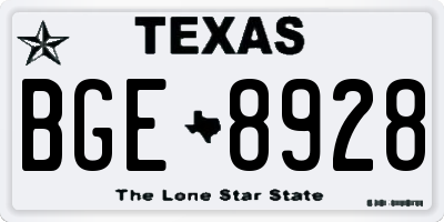TX license plate BGE8928