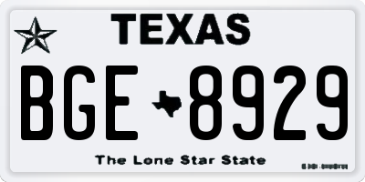 TX license plate BGE8929
