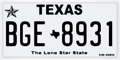 TX license plate BGE8931