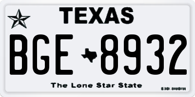 TX license plate BGE8932