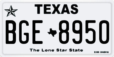 TX license plate BGE8950
