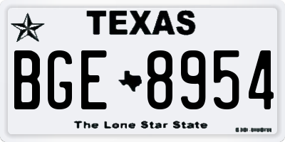 TX license plate BGE8954