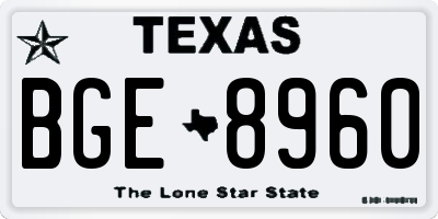 TX license plate BGE8960