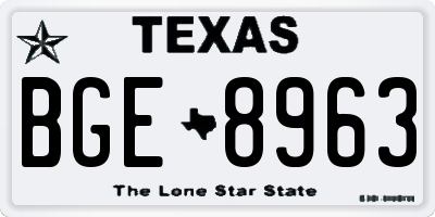 TX license plate BGE8963