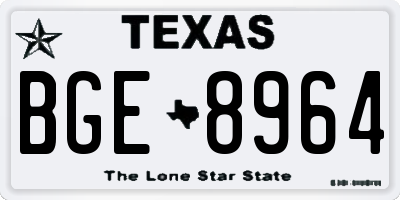 TX license plate BGE8964