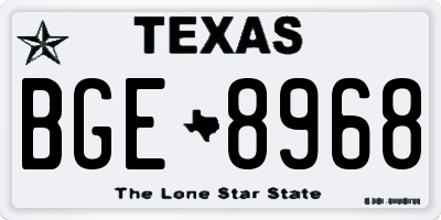 TX license plate BGE8968