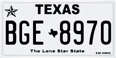 TX license plate BGE8970