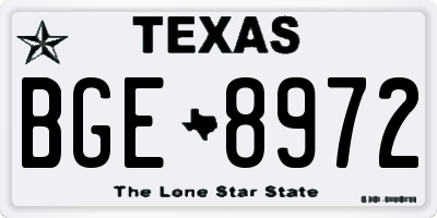 TX license plate BGE8972