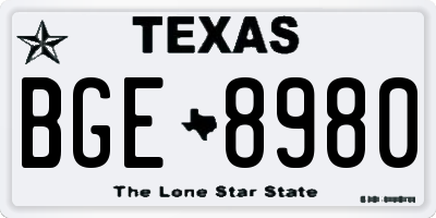 TX license plate BGE8980