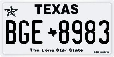 TX license plate BGE8983