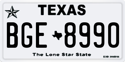 TX license plate BGE8990