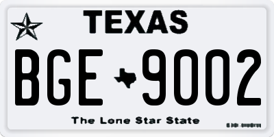 TX license plate BGE9002
