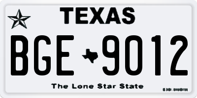TX license plate BGE9012