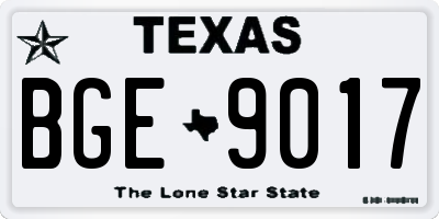 TX license plate BGE9017