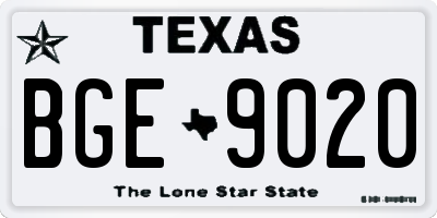 TX license plate BGE9020