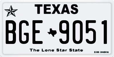 TX license plate BGE9051