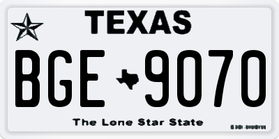 TX license plate BGE9070